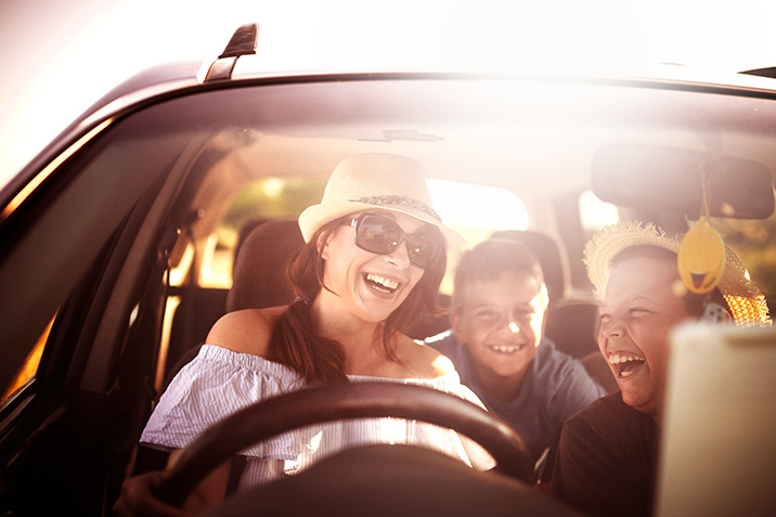 Family in car